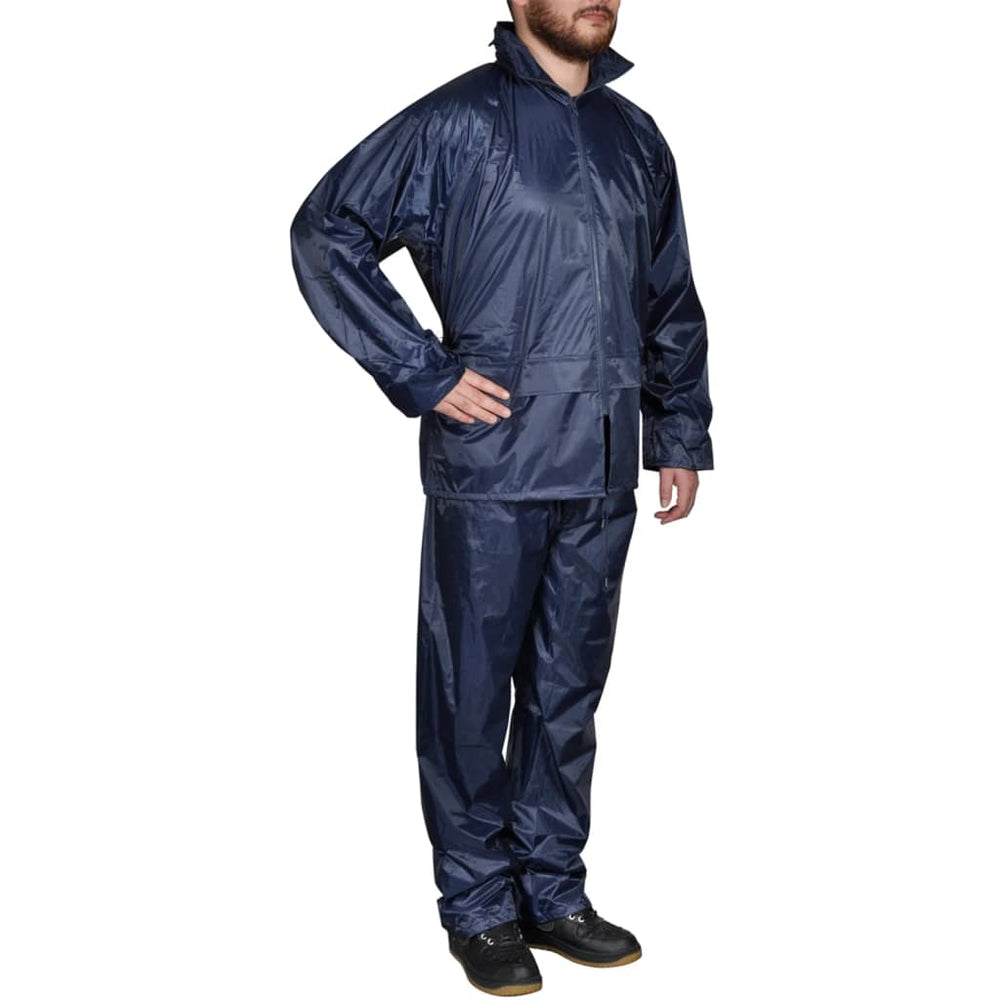 Blue Men's 2-Piece Rain Suit with Hood Size XL