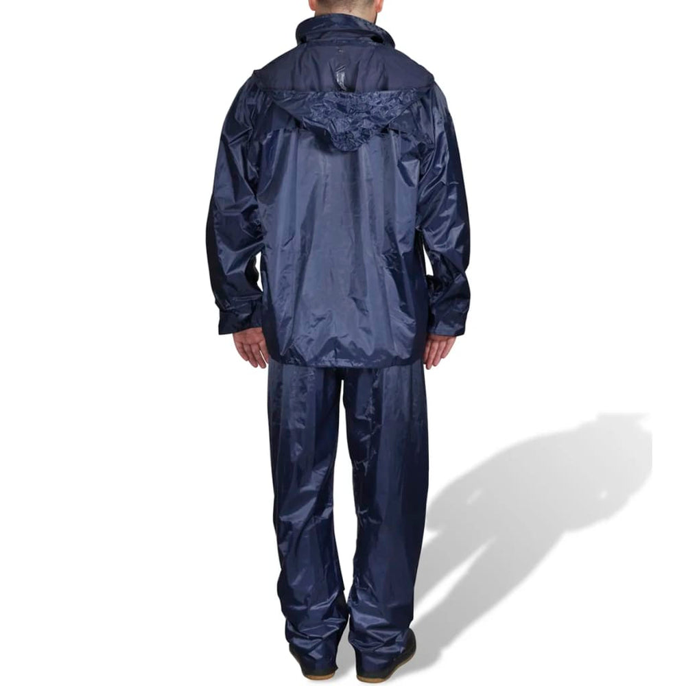 Blue Men's 2-Piece Rain Suit with Hood Size XL