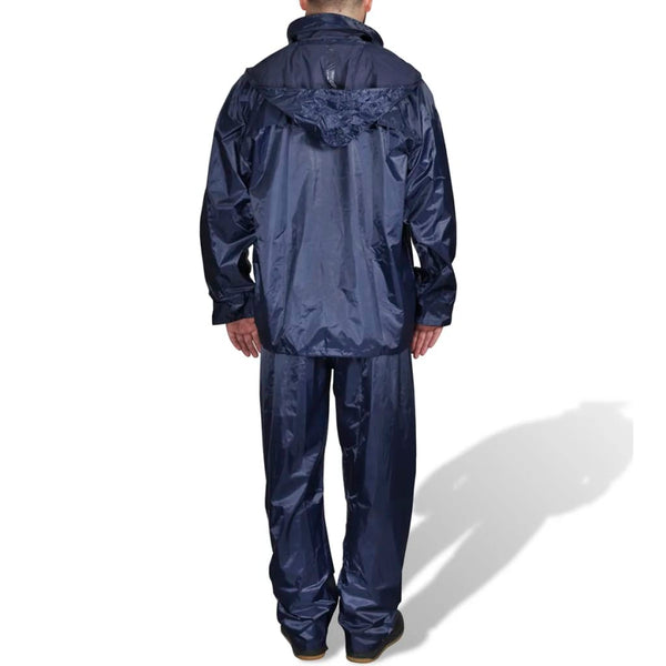 Blue Men's 2-Piece Rain Suit with Hood Size XL