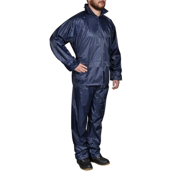Men's Blue Rain Suit 2-Piece with Hood Size XXL