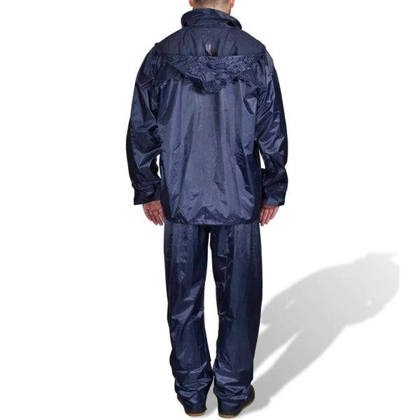 Men's Blue Rain Suit 2-Piece with Hood Size XXL