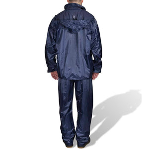 Men's Blue Rain Suit 2-Piece with Hood Size XXL
