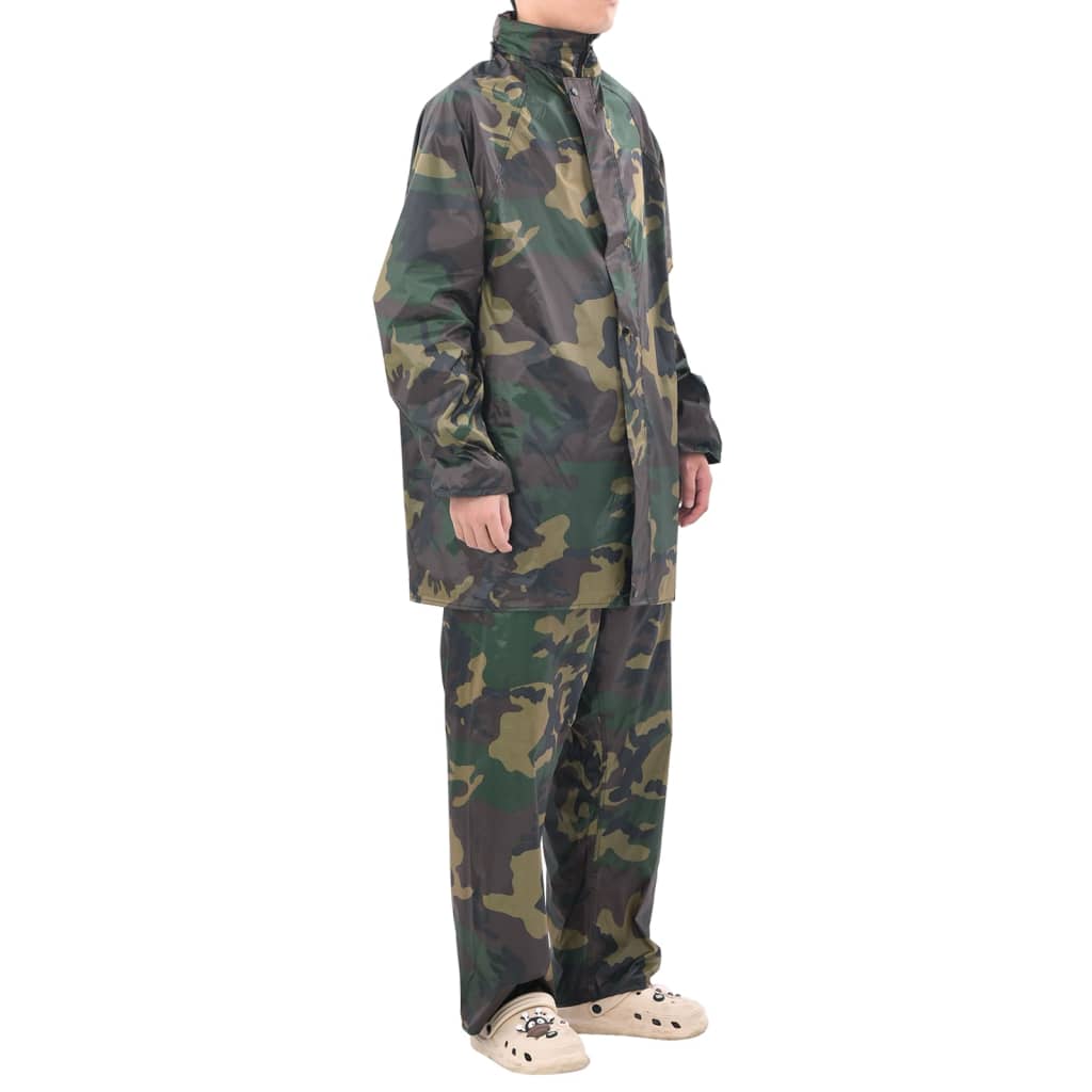 Men's 2-Piece Camouflage Rain Suit with Hood, Size XL