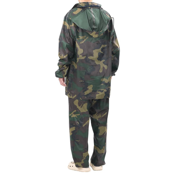 Men's 2-Piece Camouflage Rain Suit with Hood, Size XL