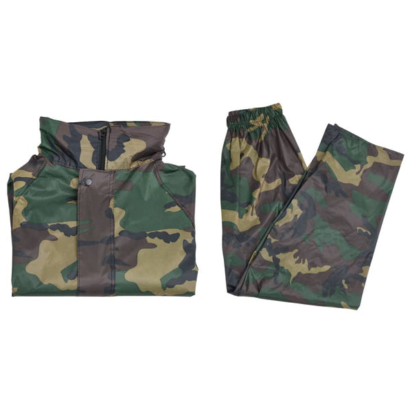 Men's 2-Piece Camouflage Rain Suit with Hood, Size XL