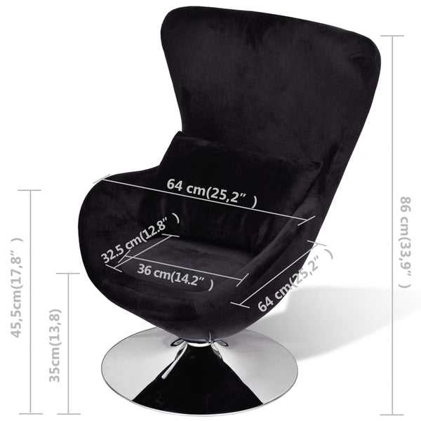 vidaXL Egg-Shaped Chair Black