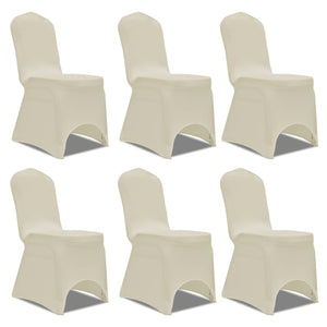 6 x Chair Cover Stretch Cover Cream-colored