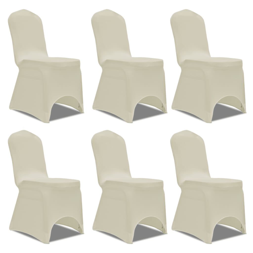 6 x Chair Cover Stretch Cover Cream-colored