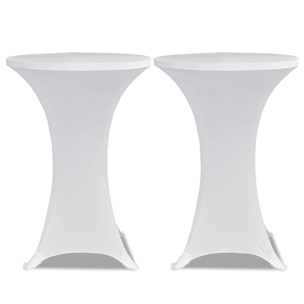 2 x Stretch Tablecloth for Poseur Table Ø70 cm white
