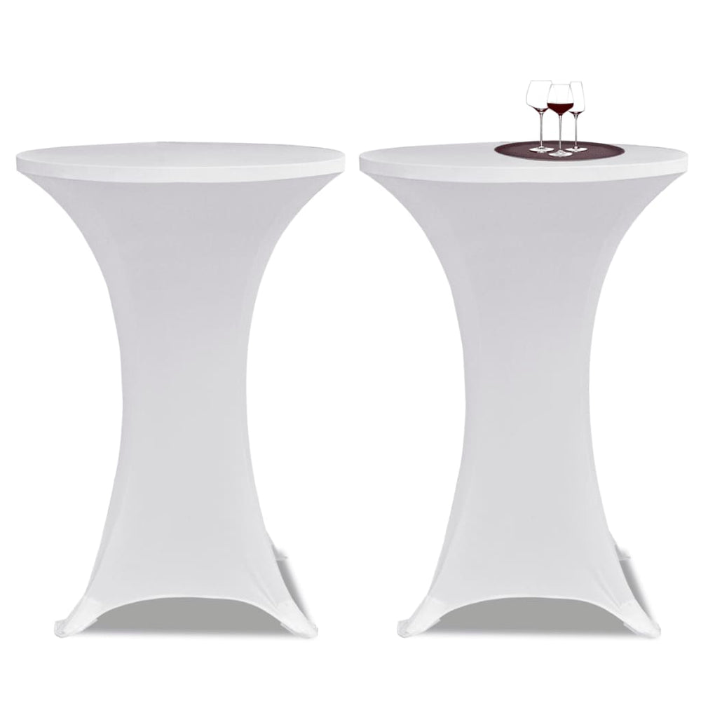 2 x Stretch Tablecloth for Poseur Table Ø70 cm white