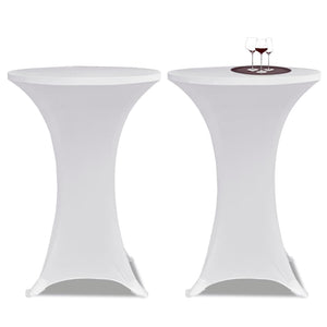 2 x Stretch Tablecloth for Poseur Table Ø70 cm white