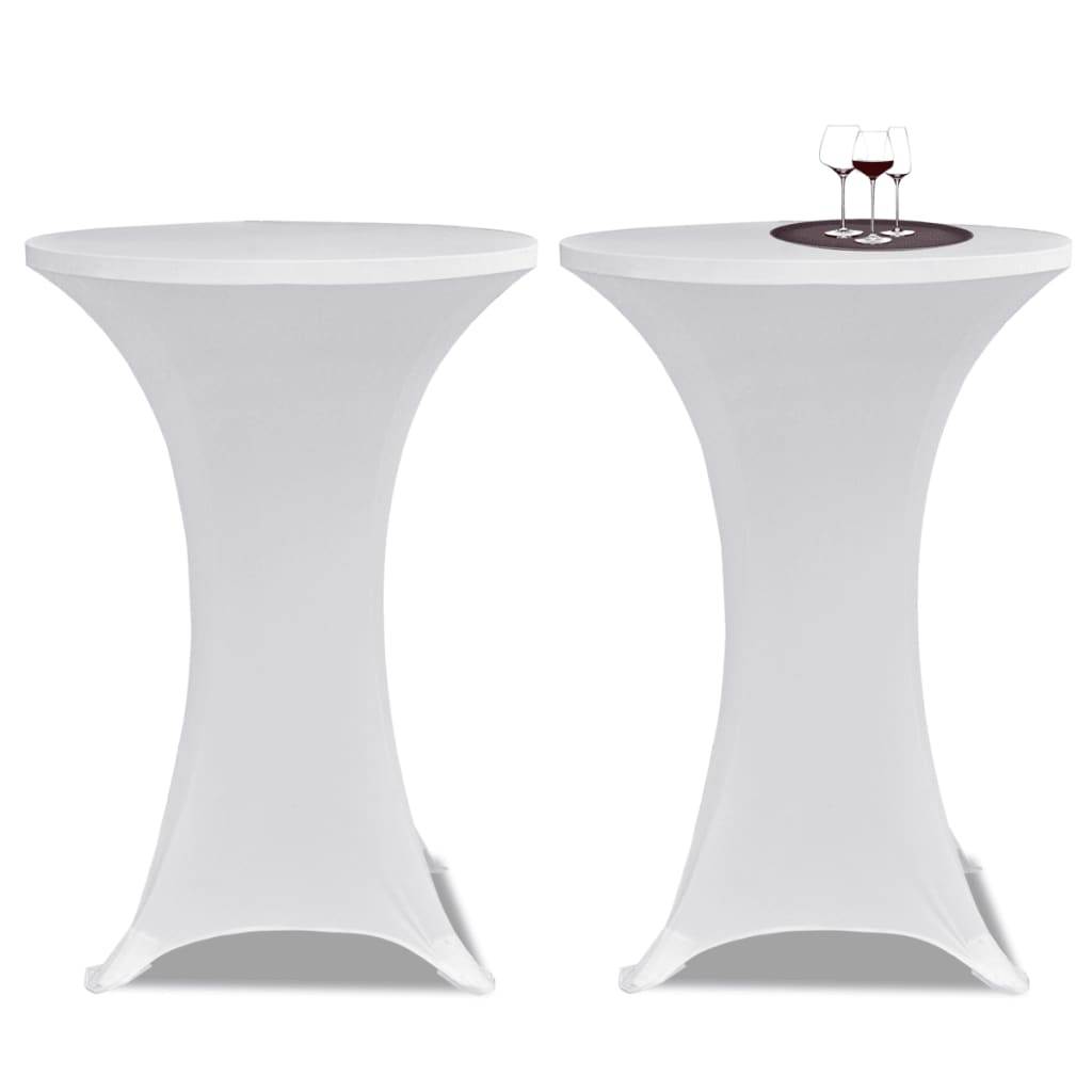 2 x Stretch Tablecloth for Poseur Table Ø70 cm white