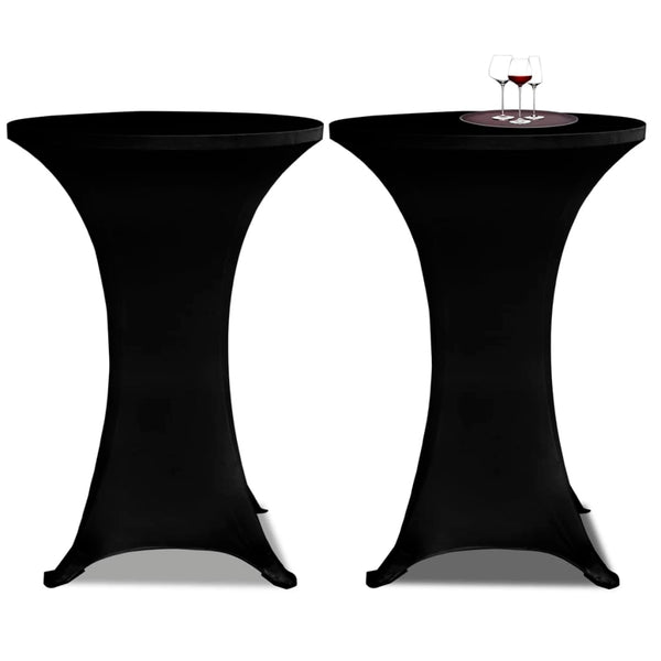 2 x Stretch Table Cover for Poseur Table Ø60 cm Black