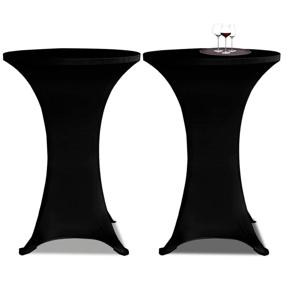 2 x Spandex Stretch Table Cover for Poseur Table Ø70 cm Black