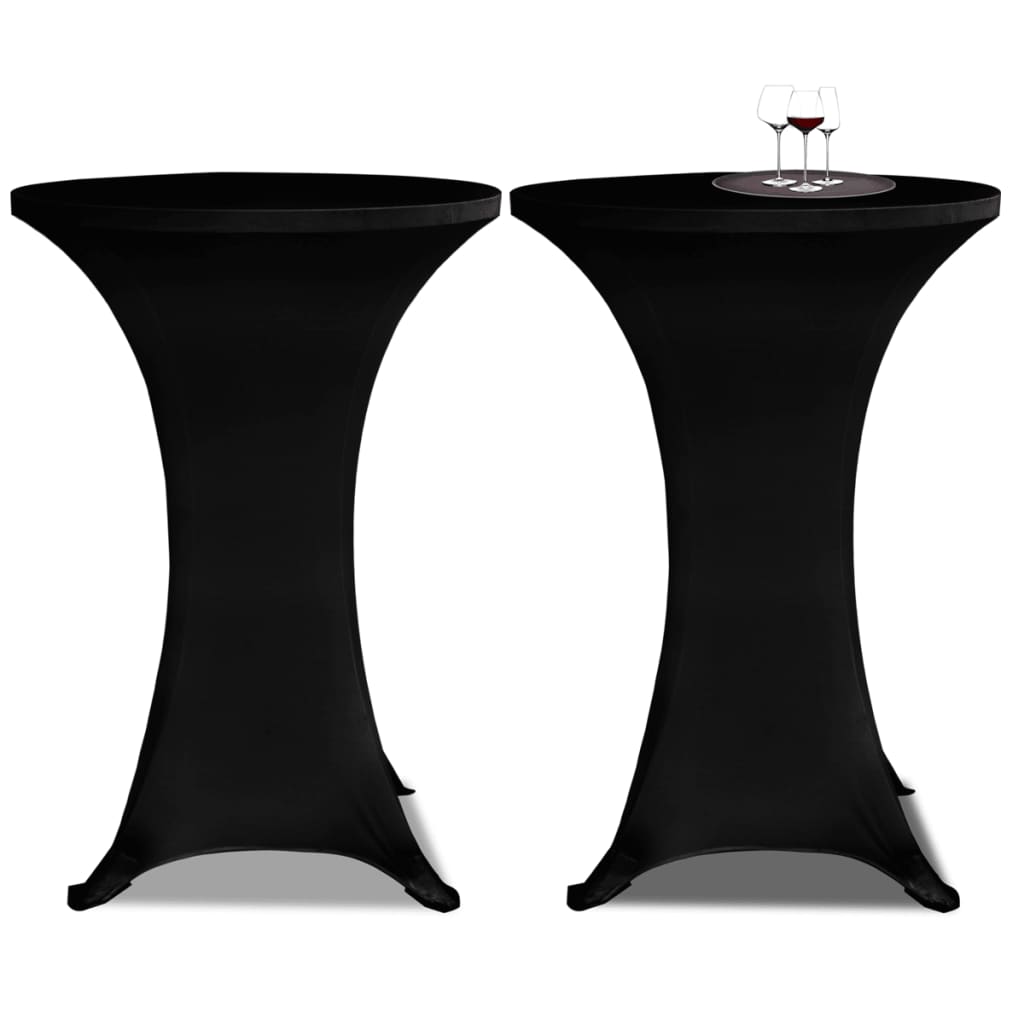 2 x Spandex Stretch Table Cover for Poseur Table Ø70 cm Black