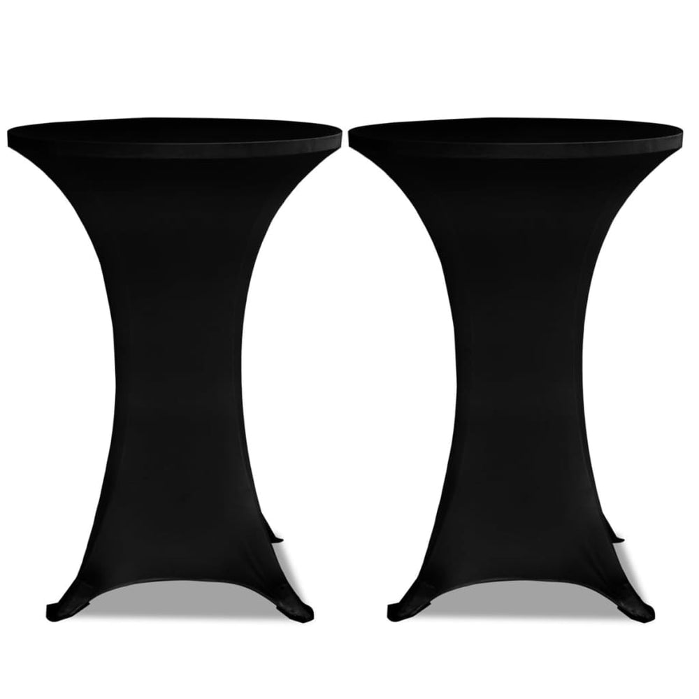 2 x Spandex Tablecloth for High Table Stretch Cover Ø80 cm Black