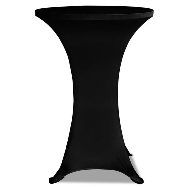 2 x Spandex Tablecloth for High Table Stretch Cover Ø80 cm Black