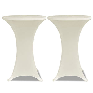 2 x tablecloth for bar table stretch cover Ø60 cm cream-coloured