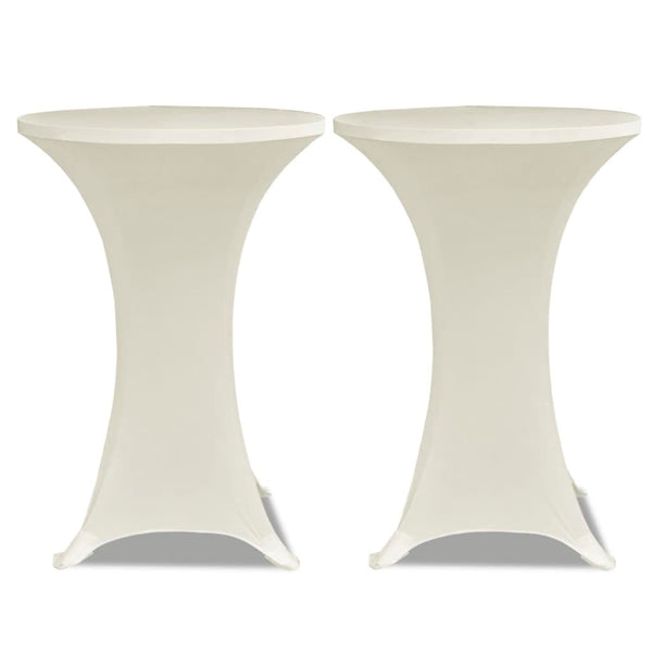 2 x tablecloth for bar table stretch cover Ø60 cm cream-coloured