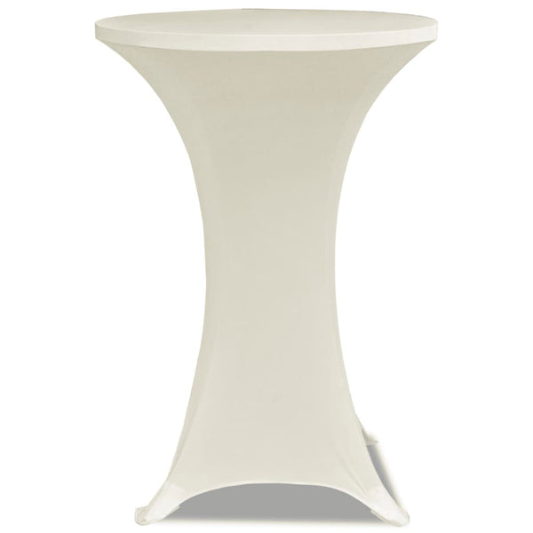 2 x tablecloth for bar table stretch cover Ø60 cm cream-coloured