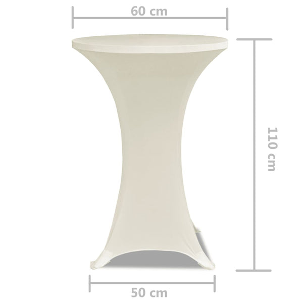 2 x tablecloth for bar table stretch cover Ø60 cm cream-coloured