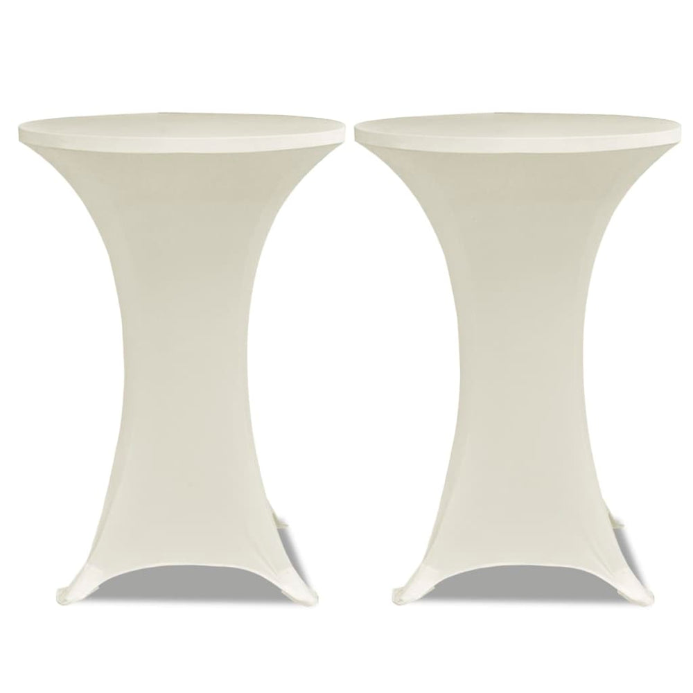 2 x stretch tablecloth for poseur table, Ø70 cm, cream-coloured