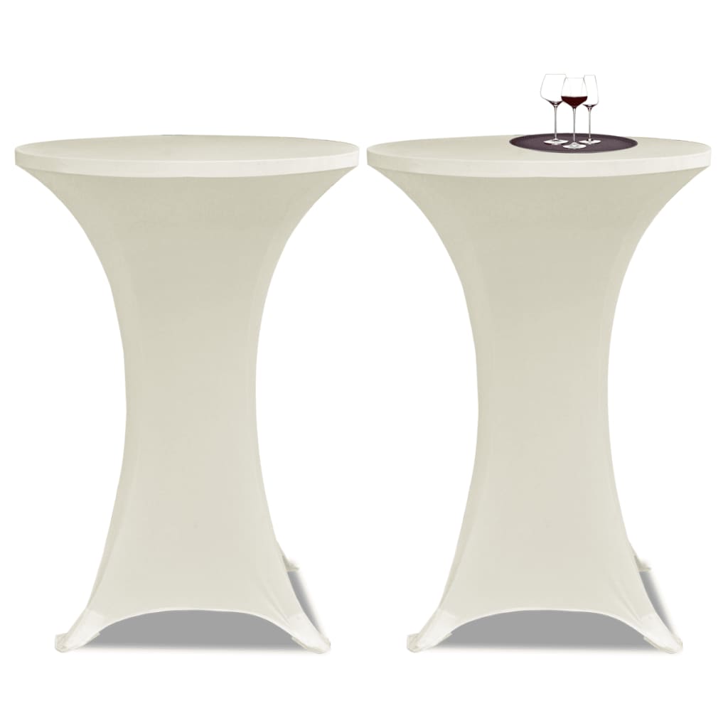 2 x Spandex Tablecloth for High Table Ø80 cm Cream