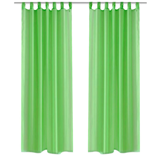 2 x Transparent Ready-Made Curtain 140 x 175cm Apple Green