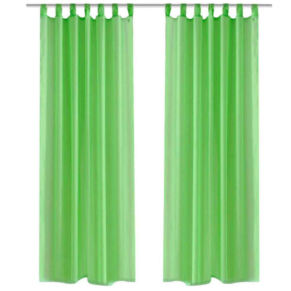 2 x Transparent Ready-Made Curtain 140 x 175cm Apple Green