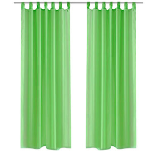 2 x Transparent Ready-Made Curtain 140 x 175cm Apple Green