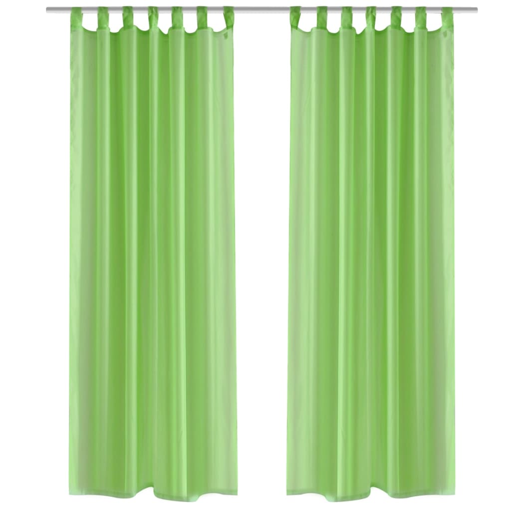 2 x Transparent Ready-Made Curtain 140 x 175cm Apple Green