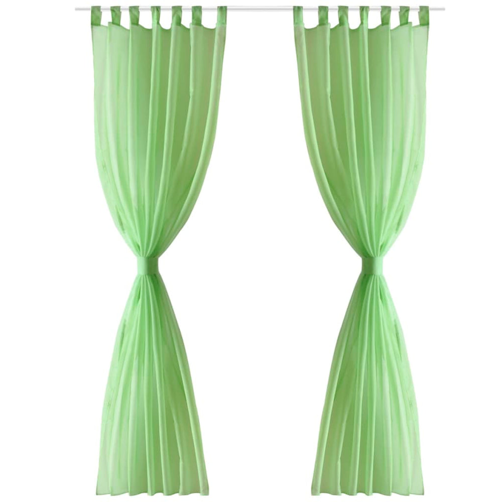 2 x Transparent Ready-Made Curtain 140 x 175cm Apple Green