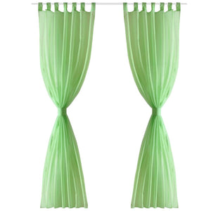 2 x Transparent Ready-Made Curtain 140 x 175cm Apple Green