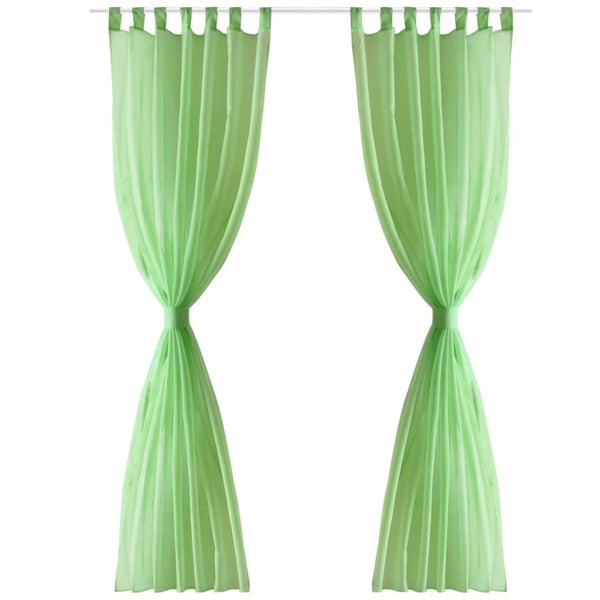 2 x Transparent Ready-Made Curtain 140 x 175cm Apple Green