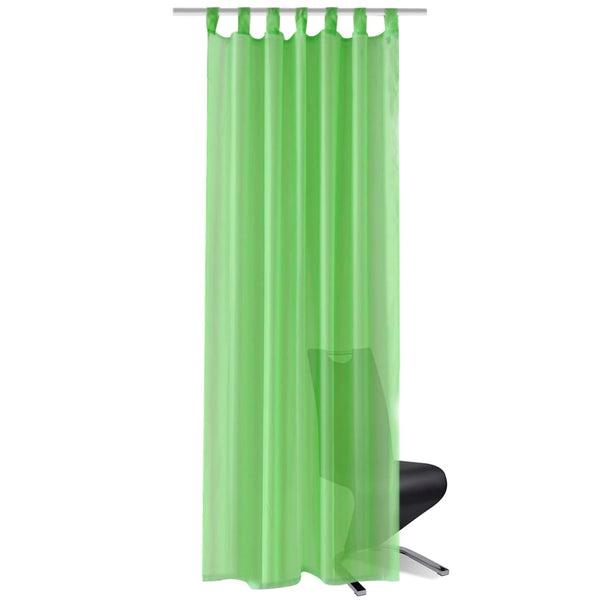 2 x Transparent Ready-Made Curtain 140 x 175cm Apple Green