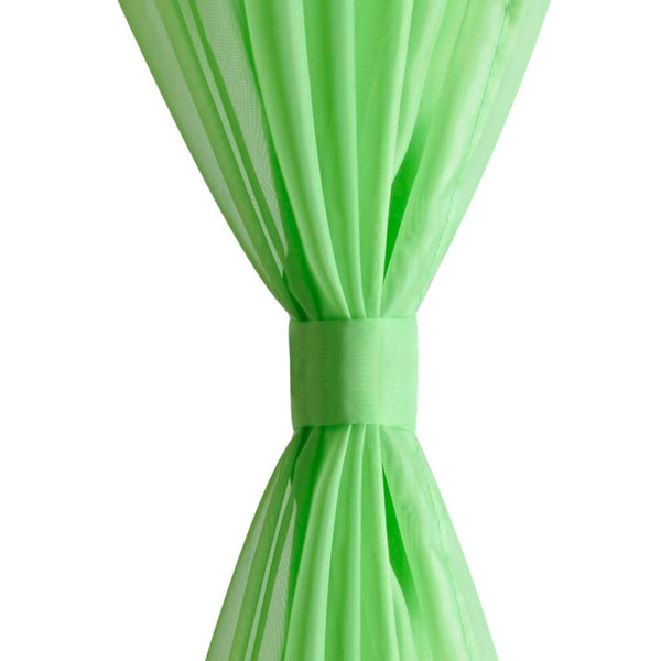 2 x Transparent Ready-Made Curtain 140 x 175cm Apple Green