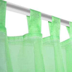 2 x Transparent Ready-Made Curtain 140 x 175cm Apple Green
