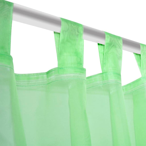 2 x Transparent Ready-Made Curtain 140 x 175cm Apple Green