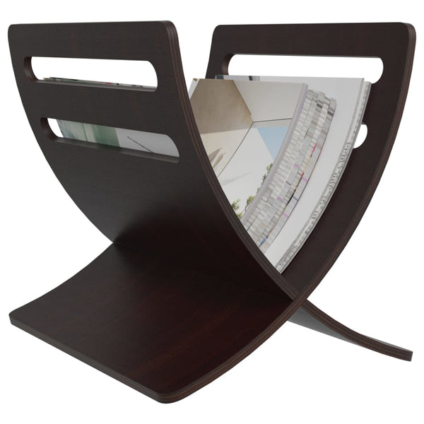 vidaXL Freestanding Wooden Newspaper Rack Brown