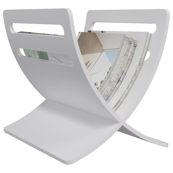 vidaXL Newspaper Rack Wood Freestanding White