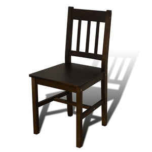 Dining Table Wooden Table with 4 Wooden Chairs Dining Room Set Brown