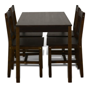Dining Table Wooden Table with 4 Wooden Chairs Dining Room Set Brown