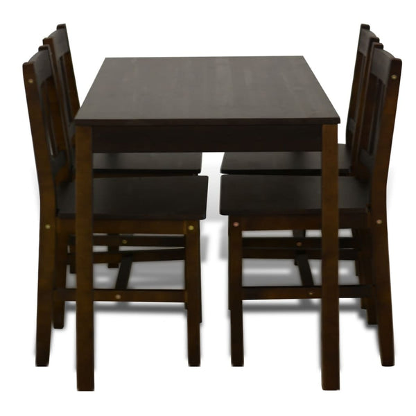 Dining Table Wooden Table with 4 Wooden Chairs Dining Room Set Brown