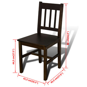 Dining Table Wooden Table with 4 Wooden Chairs Dining Room Set Brown