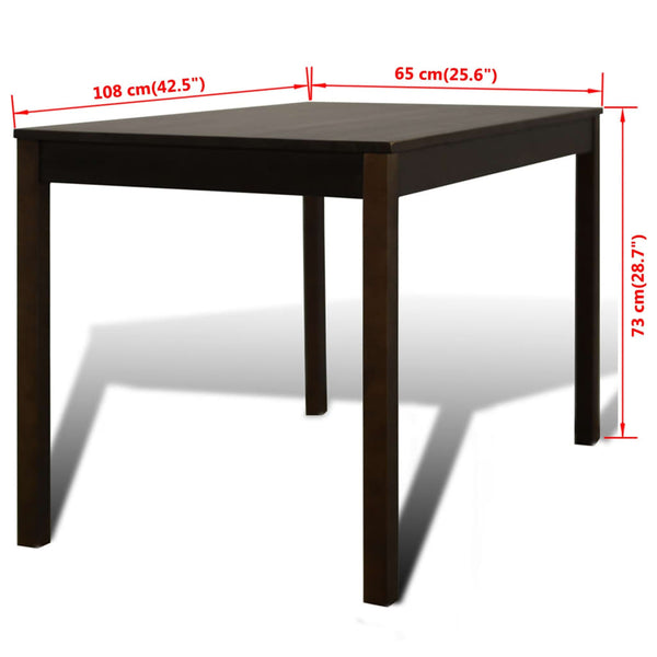 Dining Table Wooden Table with 4 Wooden Chairs Dining Room Set Brown