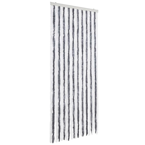 vidaXL Chenille Insect Screen Curtain Grey and White 90x220 cm