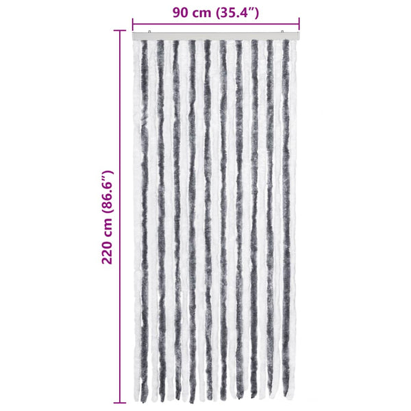 vidaXL Chenille Insect Screen Curtain Grey and White 90x220 cm