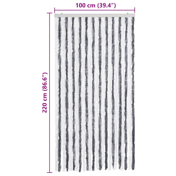 vidaXL Insect Screen Curtain Grey and White 100x220 cm Chenille