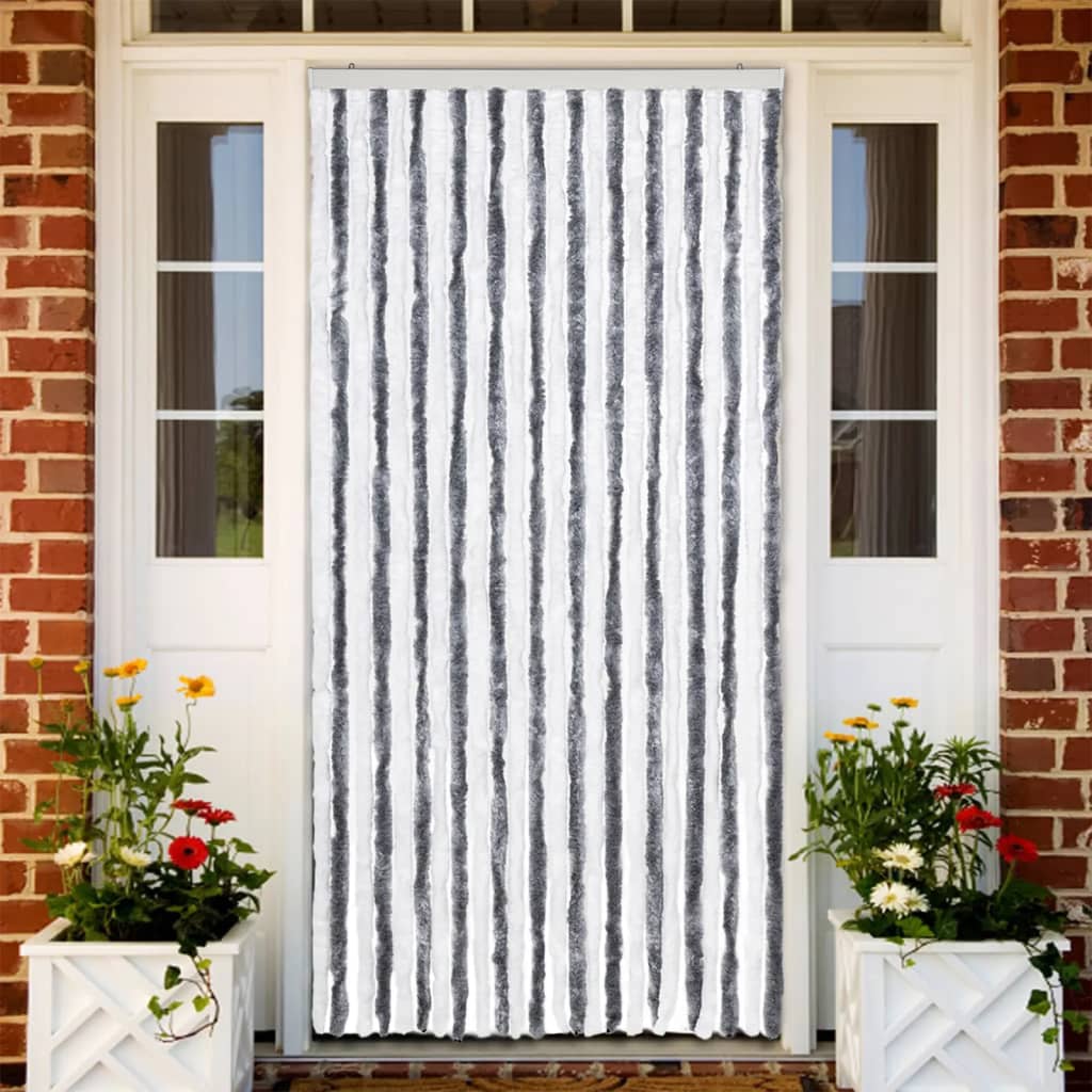 vidaXL Insect Screen Curtain Grey and White 100x220 cm Chenille
