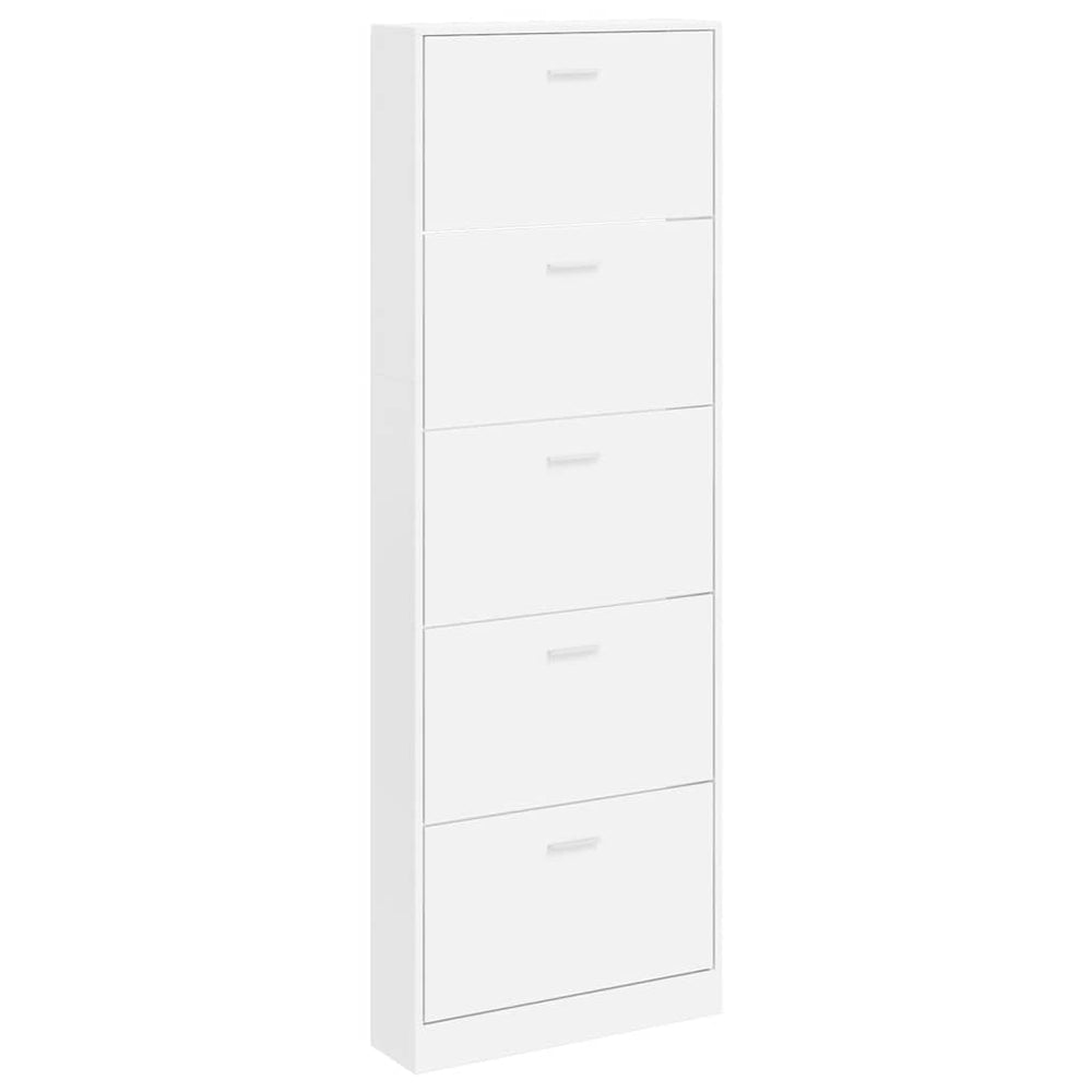 vidaXL Shoe Cabinet with 5 Tipping Drawers White Wood